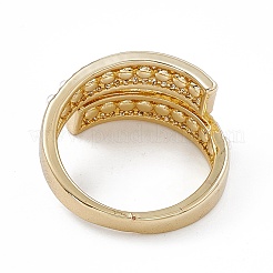 Открытое кольцо-манжета из прозрачного кубического циркония с пластиковой бусинкой RJEW-G276-02G