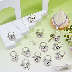12шт 12 стиля брелок из нержавеющей стали со стразами KEYC-FH0001-68