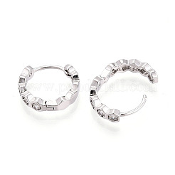 Серьги-кольца из латуни с микропаве из прозрачных кубических цирконий шестигранной формы EJEW-T048-47P