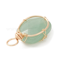 Подвески из медной проволоки с натуральным зеленым авантюрином PALLOY-JF02131-01