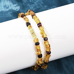 Натуральные янтарные бисера ожерелья NJEW-L466-01