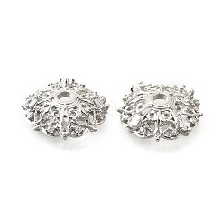 Колпачки для бусин из прозрачного кубического циркония с микропаве из латуни&nbsp;KK-V008-30P