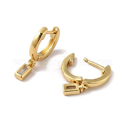 Прямоугольные прозрачные серьги-кольца с кубическим цирконием&nbsp;EJEW-F313-06G