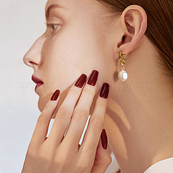 Серьги-гвоздики с подвесками на 925 серебряной цепочке EJEW-P231-28G