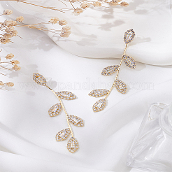 1 пара длинных висячих серег-гвоздиков с прозрачным кубическим цирконием и хрустальными стразами&nbsp;EJEW-LP0001-15