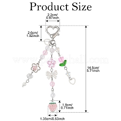 Клубничный акрил и лэмпворк ручной работы и стеклянные подвесные украшения&nbsp;HJEW-YW00119