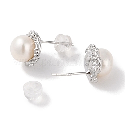 Серьги-гвоздики из стерлингового серебра с защитой от потускнения EJEW-C087-08D-P