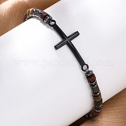 Богемия колонна натуральная картина яшма бусины растягивающиеся браслеты BJEW-F493-02EB