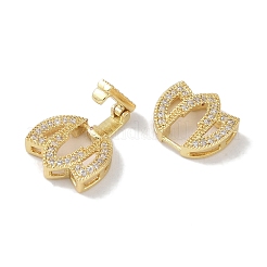 Реечное покрытие латунь микро паве прозрачный кубический цирконий складные застежки KK-NH0002-02G