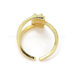 Открытые манжеты из латуни с паве из кубического циркония&nbsp;RJEW-M170-01G