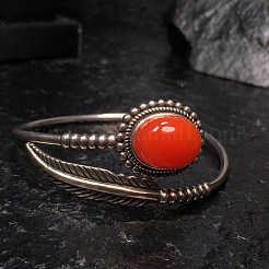 Браслеты-манжеты из натурального агата с бусинами для женщин&nbsp;BJEW-C146-02