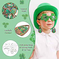 День Святого Патрика набор для изготовления деревянных серег-капель своими руками&nbsp;DIY-TA0009-12