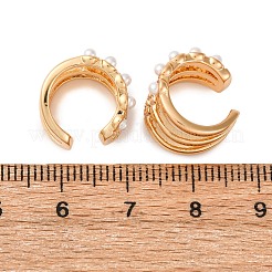 Тройные серьги-каффы в форме буквы С из латуни с микропаве из прозрачных кубических цирконий&nbsp;EJEW-Z127-09G