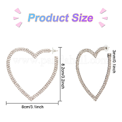 2 пара двухцветных сережек-гвоздиков в форме сердца с ажурными хрустальными стразами и 2 серебряными булавками EJEW-AN0001-23