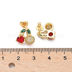 Латунь кубического циркония серьги стержня&nbsp;EJEW-Q017-03B-G