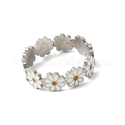 Кольцо для пальца Flower 201 из нержавеющей стали с эмалью&nbsp;RJEW-Z135-02P