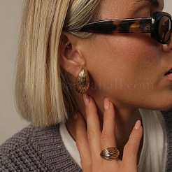 Серьги-гвоздики из нержавеющей стали с текстурой в виде капли PU5820-1