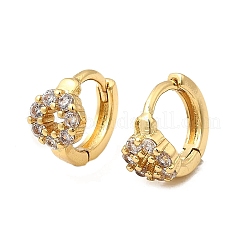 Плоские круглые серьги-кольца из латуни с микропаве из прозрачных кубических цирконий EJEW-H170-02G