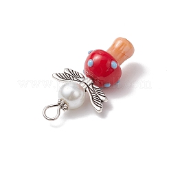 Бусины ручной работы в технике лэмпворк с подвесками из стеклянных жемчужин круглой формы PALLOY-MZ00696