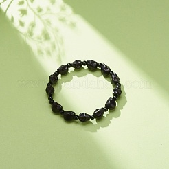 Эластичный браслет из натурального нефрита машан и синтетической бирюзы (окрашенной) из бисера BJEW-JB08377-03