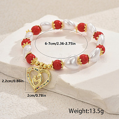 День матери латунные браслеты с микропаве из кубического циркония в форме сердца&nbsp;XO3109-1