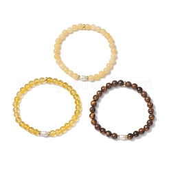 Женские эластичные браслеты из натуральных и синтетических смешанных драгоценных камней и культивированного пресноводного жемчуга&nbsp;BJEW-JB13205-02