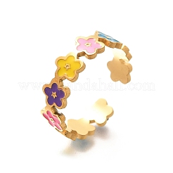 201 нержавеющая сталь эмалированное открытое кольцо-манжета для женщин&nbsp;RJEW-A053-04G-03