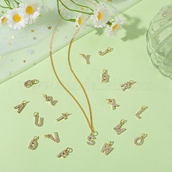 26 шт. 26 стиля настоящих 18-каратного позолоченных латунных подвесок с микропаве из прозрачных кубических цирконий KK-BBC0018-09