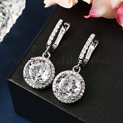 925 серьги-кольца из стерлингового серебра с микропаве из кубических цирконий EJEW-F371-01B-01