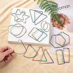 9 пара серег-колец геометрической формы из нержавеющей стали 304 в двух стилях STAS-FW0001-21