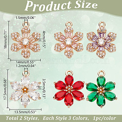 6 шт. 6 стиля латунные подвески с цирконием&nbsp;KK-AR0003-83