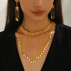 Элегантные комплекты из серег и ожерелий в ближневосточном сплаве с кисточками в виде цветов и листьев для женщин&nbsp;EC1214