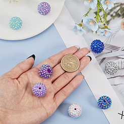 32шт 8 цвета смоляные бусины со стразами RESI-CA0001-61