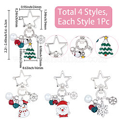 4 шт. 4 стиля подвесных украшений из сплава эмали и стекла на рождественскую тематику&nbsp;HJEW-SC0002-76