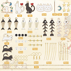 Набор для самостоятельного изготовления асимметричных сережек в виде кошки DIY-SC0021-21