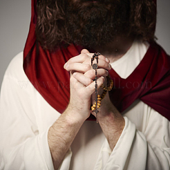 2 шт. ожерелье из цинкового сплава и дерева с изображением креста Иисуса NJEW-DC0001-14