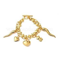 Многорядные браслеты-цепочки с бантом из нержавеющей стали 304 BJEW-G758-01G