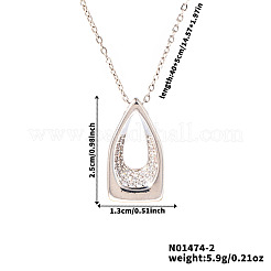 Элегантные латунные ожерелья с подвесками в форме слезы из прозрачных кубических цирконий с микропаве для повседневного ношения&nbsp;LN6440-2