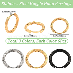 18 шт. 3-х цветные серьги-кольца из нержавеющей стали 303 для женщин EJEW-SC0001-81B