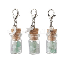 21 шт. 7 стиля чакра натуральные и синтетические драгоценные камни чипсы внутри стеклянной бутылки желаний подвеска украшение HJEW-JM03306