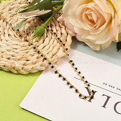 Колье из латуни ручной работы из стекла и бусин NJEW-JN03135-03