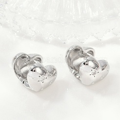 Серьги-кольца из латуни с прозрачным фианитом EJEW-Q016-07P