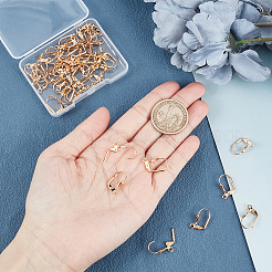 50 шт. латунная фурнитура для сережек с застежкой-молнией в виде листа&nbsp;KK-BBC0004-34