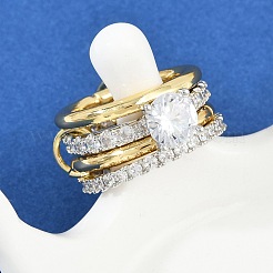 Женские кольца-пальцы с микропаве из кубических цирконий из латуни&nbsp;RJEW-P160-01F-G01