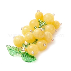 Подвески из натурального окрашенного желтого нефрита и стеклянных бусин в виде винограда&nbsp;PALLOY-MZ00872-03