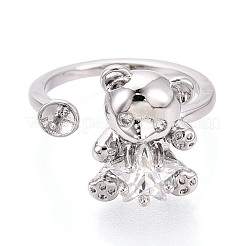 Оправы для колец-манжет из латуни с микропаве из прозрачного кубического циркония KK-T076-32P