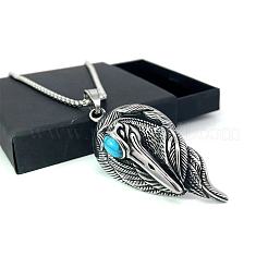 Винтажные панк-ожерелья из нержавеющей стали с подвеской в виде птицы из синтетической бирюзы OB6971