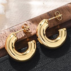 Серьги-гвоздики из нержавеющей стали 304 в форме буквы С&nbsp;LS-EJEW-A125-15G