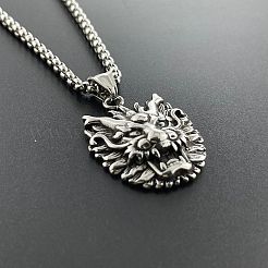 Хип-хоп ожерелья с подвеской в виде головы дракона из нержавеющей стали 304 UU1756