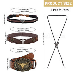 4 шт. 4 стиля поясной ремень из искусственной кожи и завязки-боло из сплава для крупного рогатого скота AJEW-CA0004-32
